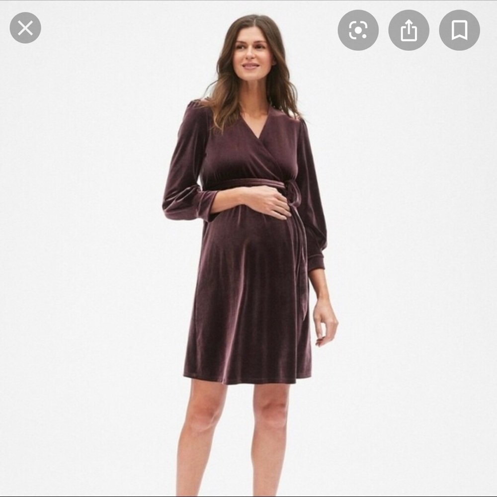 Gap Maternity purple velvet wrap dress